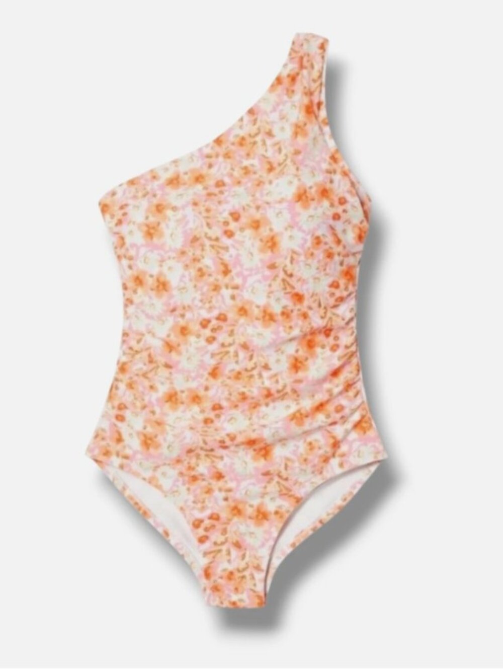 KONA SOL Orange Pink Floral One Shoulder Swimsuit One-Piece – Plus 20W